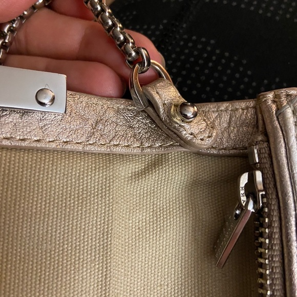 Stuart Weitzman Metallic Rose Gold Silver Chain purse wallet clutch - Picture 12 of 14
